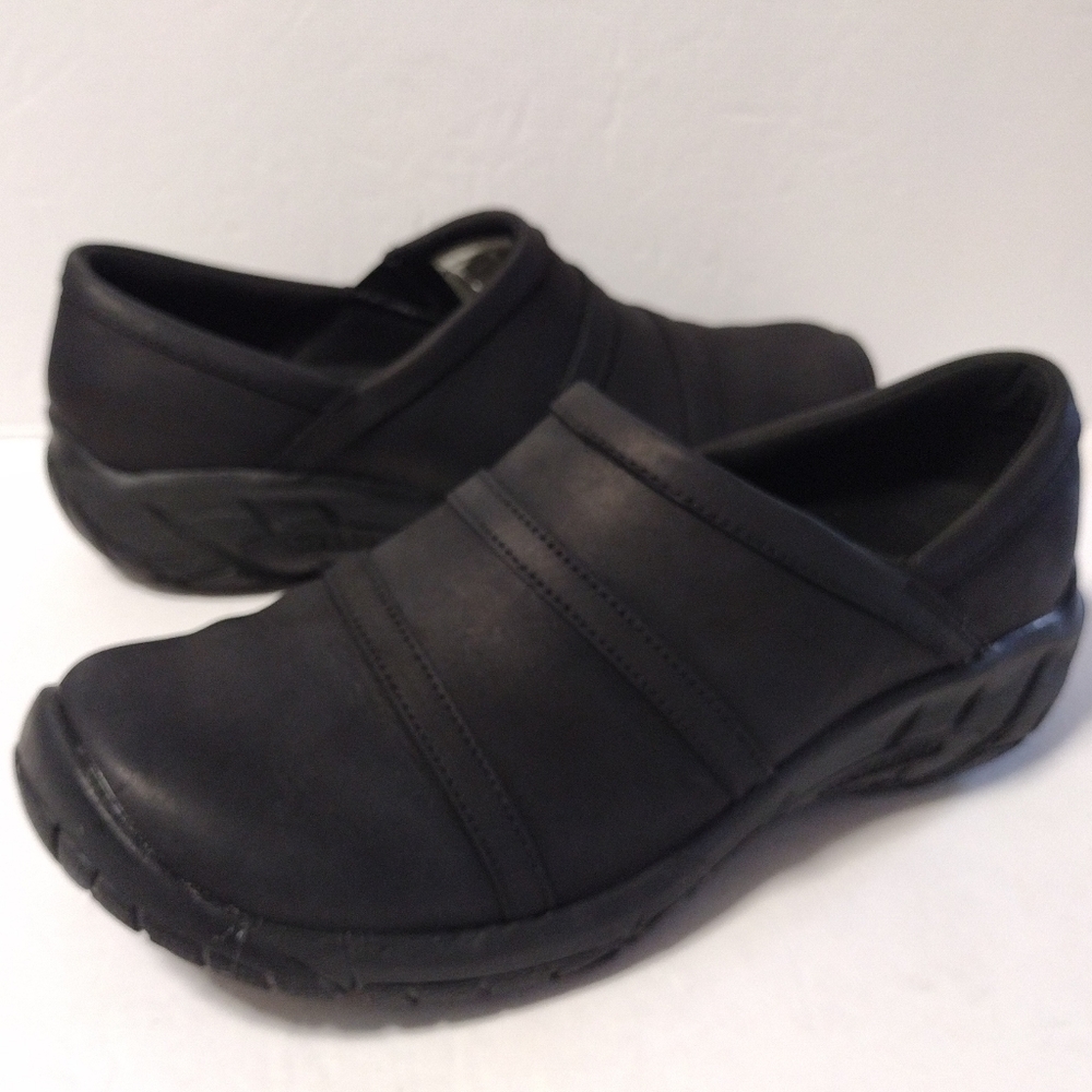 Merrell Women's Encore Moc 4 Leather Slip-On Shoes Comfort Clogs Size 7w Black